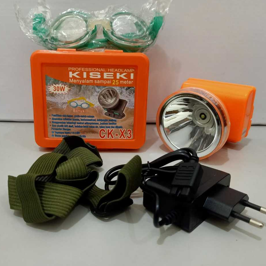 Senter Kepala Selam 30W CK X3 PUTIH Kiseki/Senter Kepala Selam 30 Watt KISEKI CK X3/Senter Diving He
