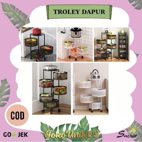 Trolley dapur Troli dapur putar Troli tingkat Troli serbaguna Trolley multifungsi shenar