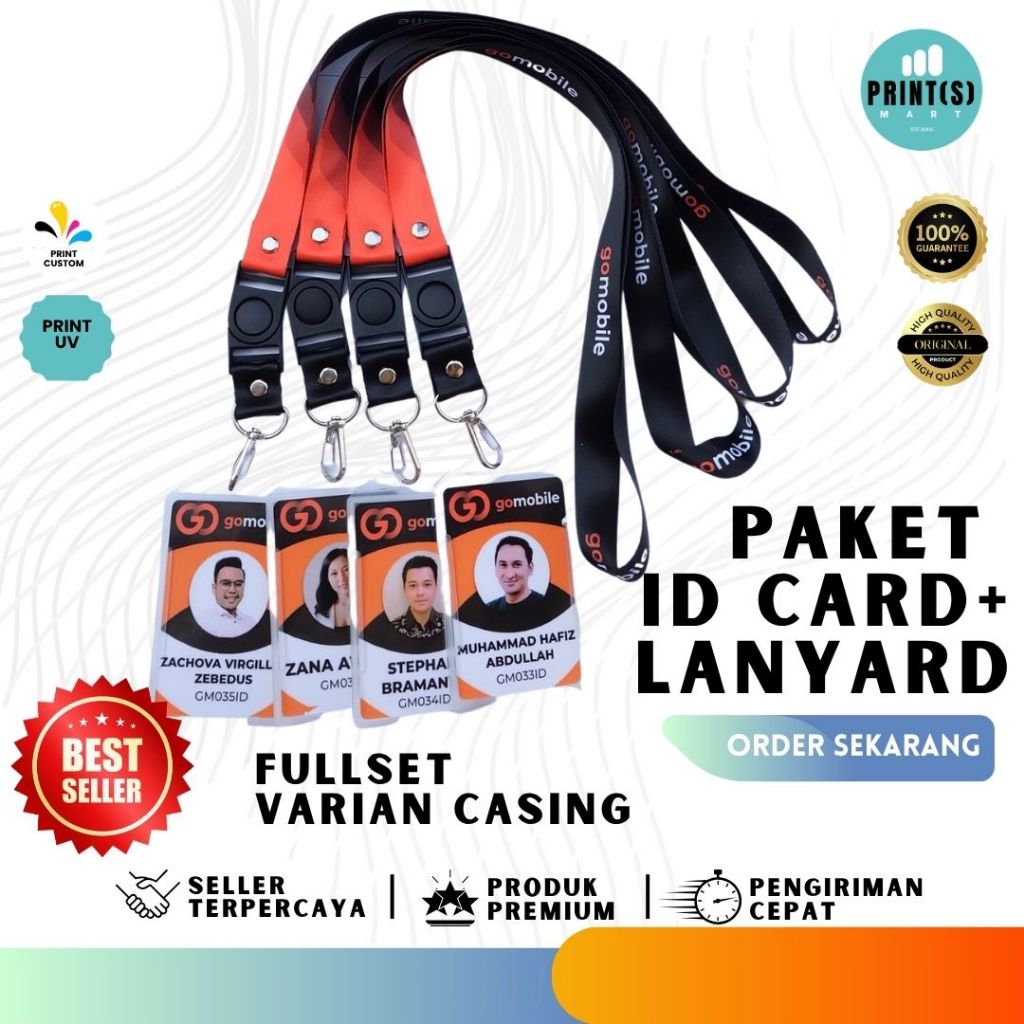 

Tali Lanyard plus ID Card Custom Karyawan Corporate UKM Event Varian Casing Holder ID Card Paket Fullset Premium Quality