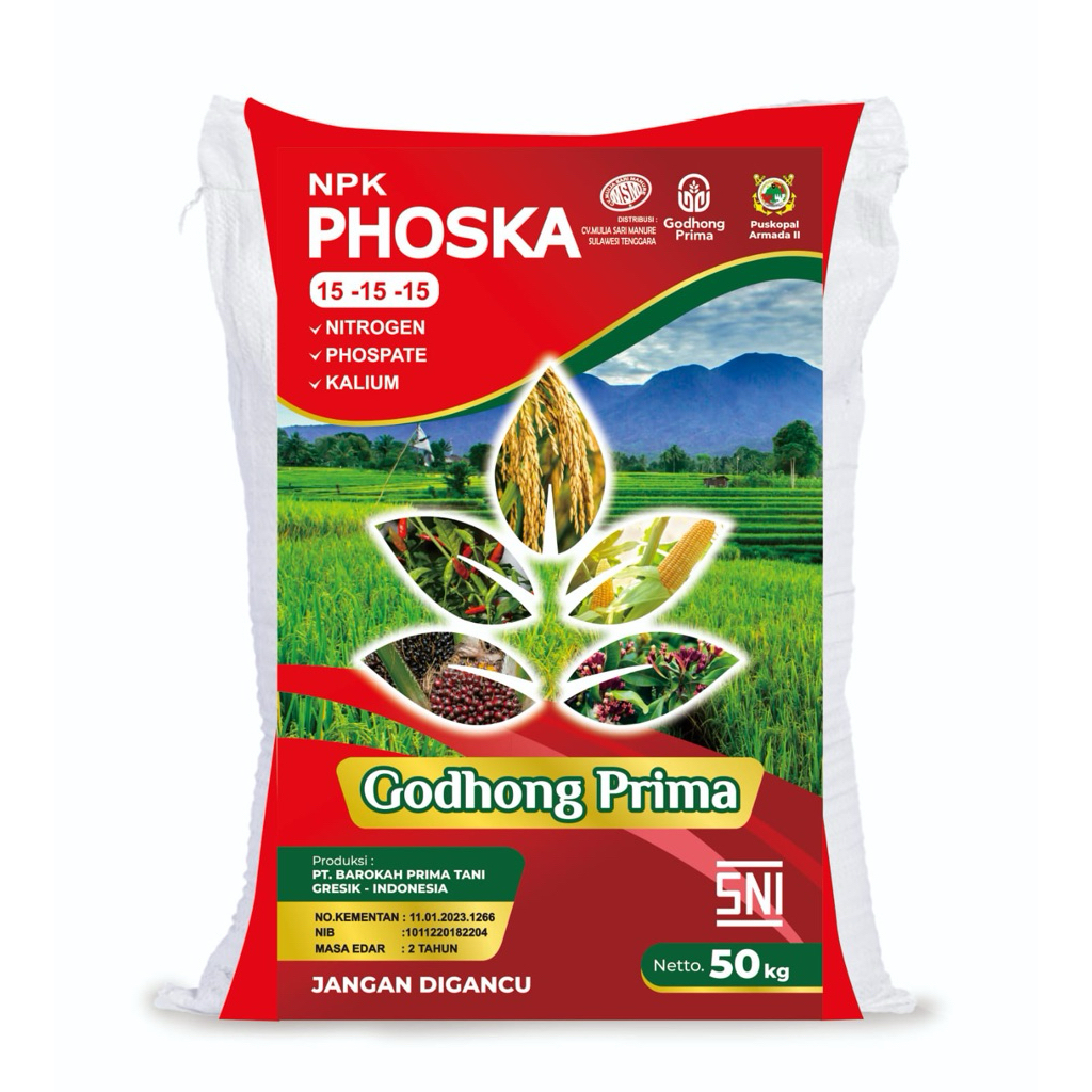 PUPUK PHOSKA 15-15-15 GODHONG PRIMA PREMIUM 1 SAK REPACK 50 KG