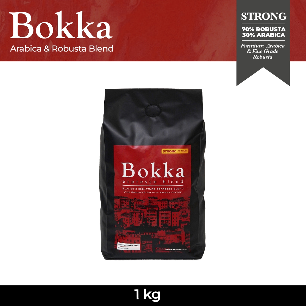 

Bokka Strong 1KG - Biji Kopi Espresso Blend Arabica 30% Robusta 70%-Cappuccino-Latte-Es Kopi Susu
