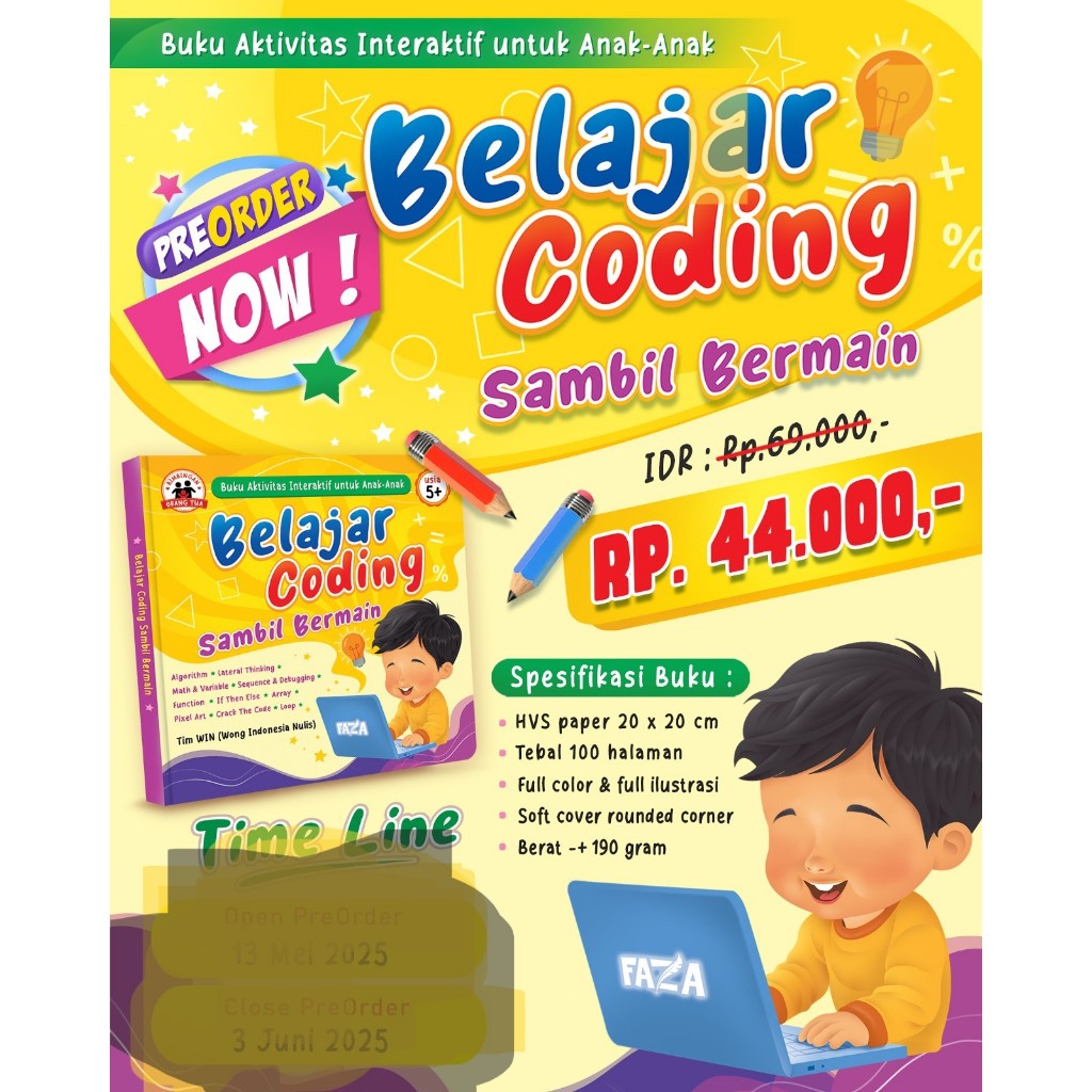 100 HALAMAN BELAJAR CODING SAMBIL BERMAIN CODING ANAK MATEMATIKA ASAH LOGIKA ANAK TK SD