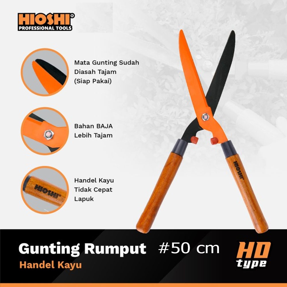 Gunting rumput / Gunting pagar pegangan kayu - HIOSHI