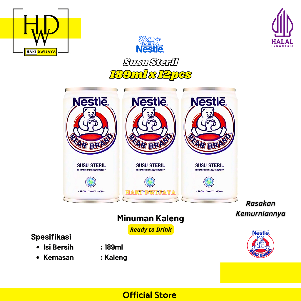 

[12pcs] Bear Brand Susu Steril 189ml