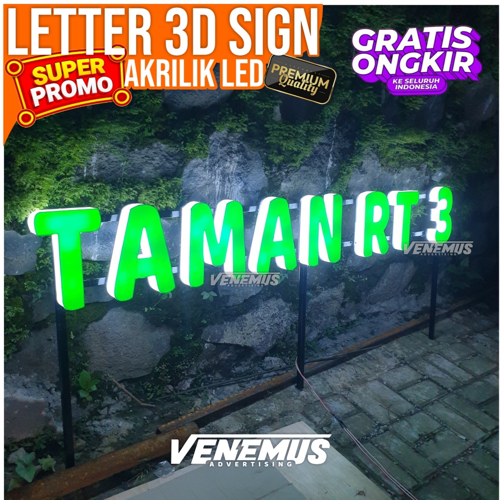 PROMO LETTER SIGN AKRILIK OUTDOOR HURUF TIMBUL AKRILIK LED ( Paket Lengkap + Free Design )