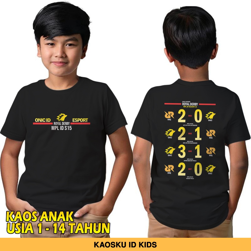 Kaos Onic Esports 1 - Baju Anak Usia 1-14 Tahun - Kaos Logo Onic Terbaru - Kaos Streetwear Gaming - 