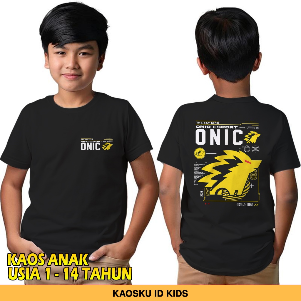 Kaos Onic Esports 5 - Baju Anak Usia 1-14 Tahun - Kaos Logo Onic Terbaru - Kaos Streetwear Gaming - 