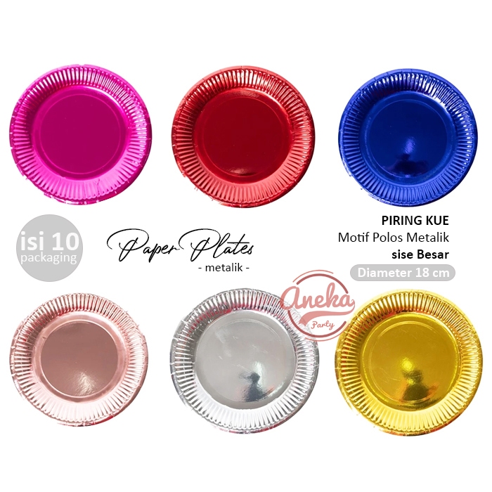 Piring Kue Polos mengkilap besar / Paper Plate polos metalik / piring kue kertas pesta ulangtahun el