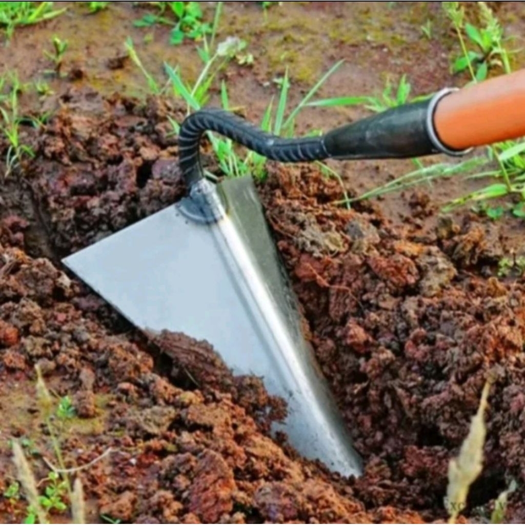 Cangkul Tip Besar Baja Mangan Cangkul Anti Lengket Tanah Sawah Cangkul Segitiga