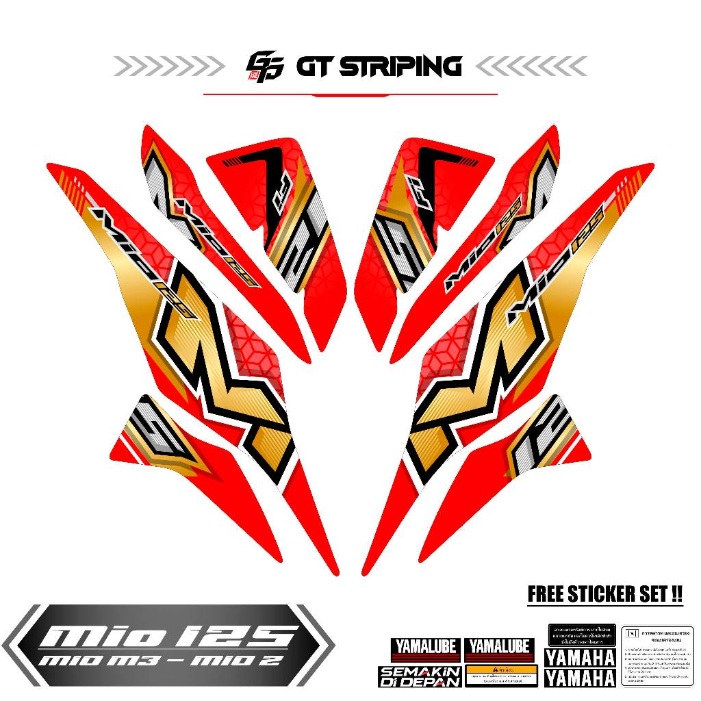 GTS 60 STRIPING MIO M3 HITAM STICKER LIS LIST DECAL YAMAHA MIO M3 HITAM LIST MERAH BIRU LIST LES POL