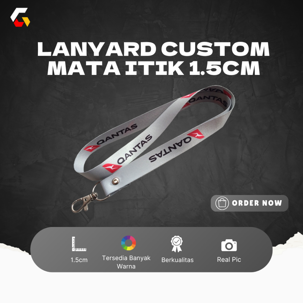 

Tali Lanyard Custom 1.5cm Mata Itik / Tanpa Stoper Tali Gantungan Hp ID Card