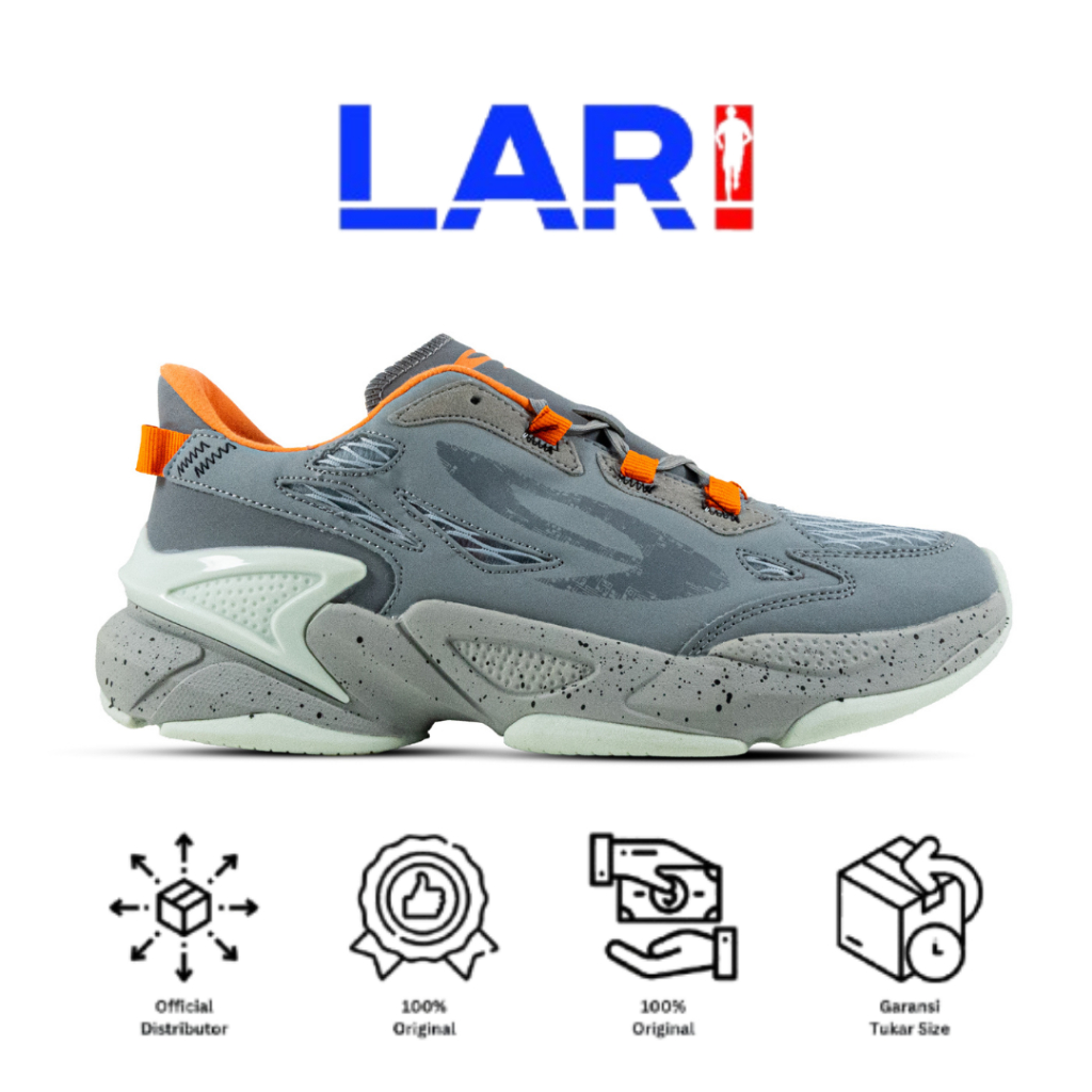 910 Nineten Lynx Rv-Lite Abu-Abu/Jingga Sepatu Lifestyle Sportstyle