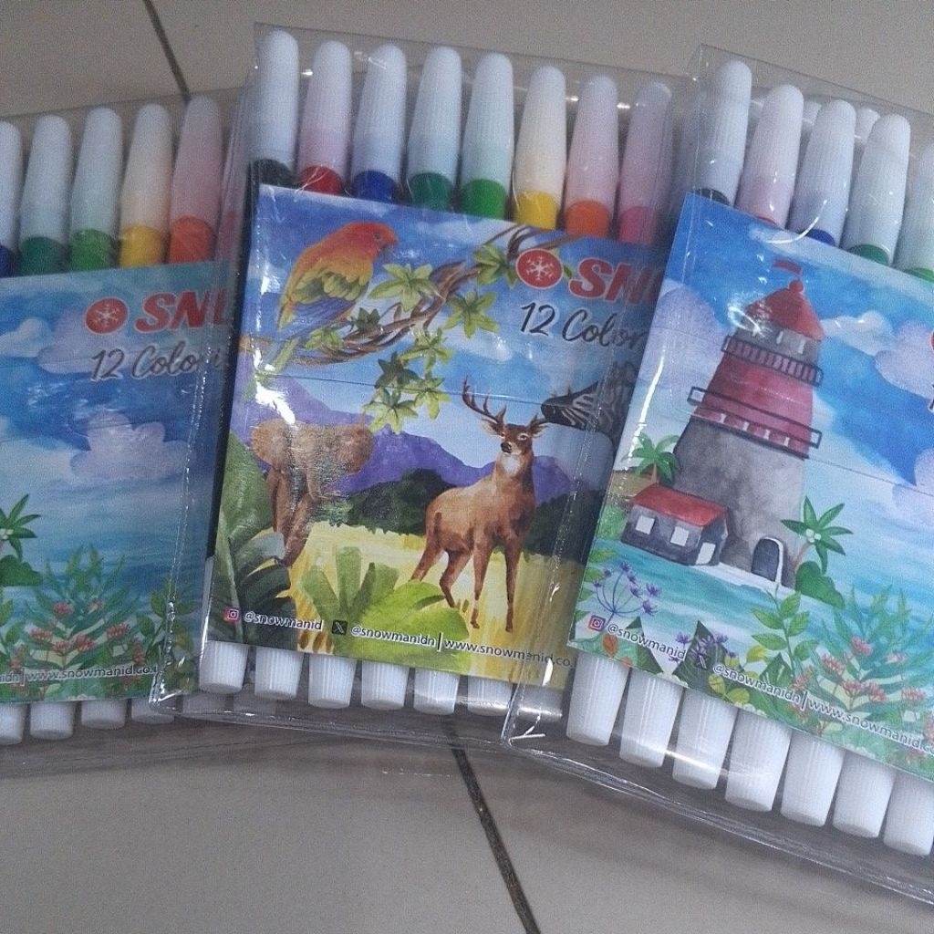 

(12 pcs) spidol warna snowman isi 12 warna