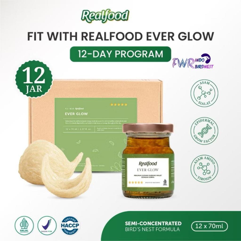 

Realfood Ever Glow 12 Jar Bird Nest | Minuman Sarang Burung Walet + Kurma FWR Indo Birdnest