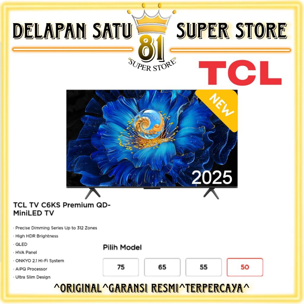 TCL QLED 50C6KS 55C6KS 65X6KS 75C6KS SMART TV LED QUANTUM DOT MINI LED 50 | 55 | 65 | 75 INCH 4K UHD