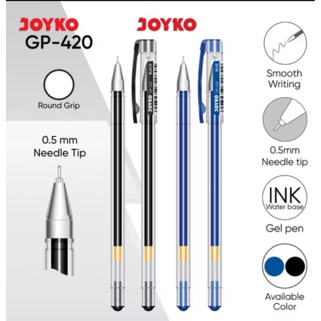 

GEL PEN GP-420 JOYKO ( harga 12 pcs ) Tinta hitam