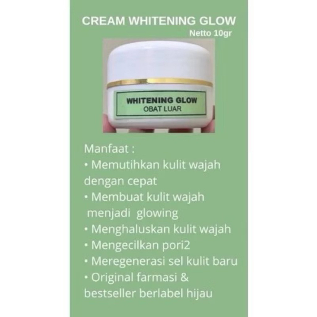 CREAM MALAM WHITENNING GLOW LABEL HIJAU ORIGINAL