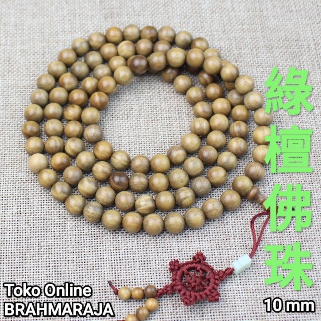 Japamala Tasbih Buddha 108 Butir Kayu Cendana Hijau