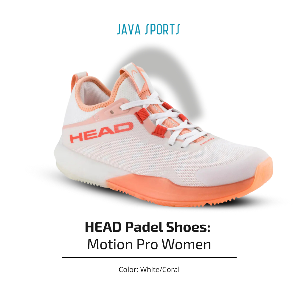 Sepatu Padel Tenis Head Motion Pro | Women | White/ Coral Padel Shoes