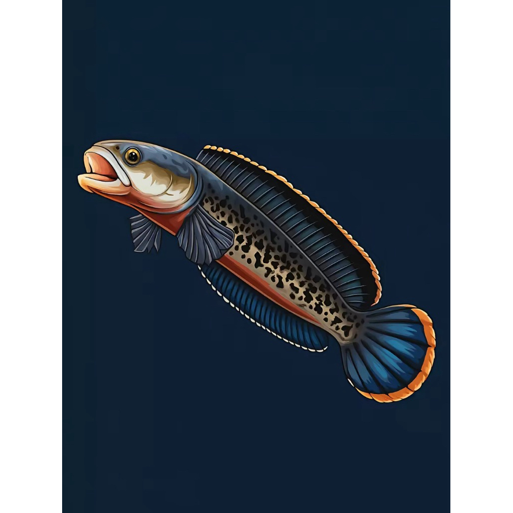 stiker ikan channa auranti sz 7-10cm grade a++