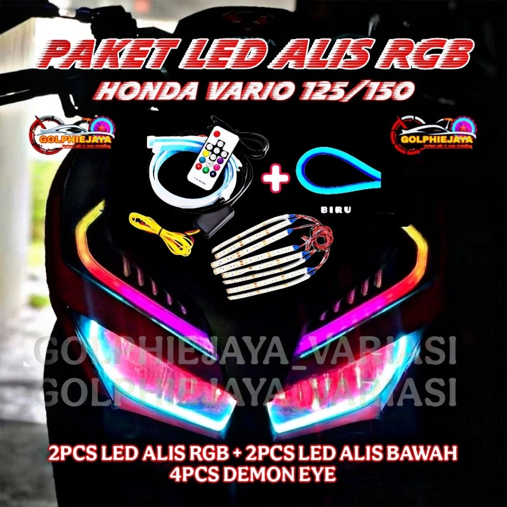 LAMPU ALIS DRL RUNNING RGB VARIO 125 150 FREE DEMON EYE SATU SET LED ALIS DRL VARIO 125 BONUS DEVIL