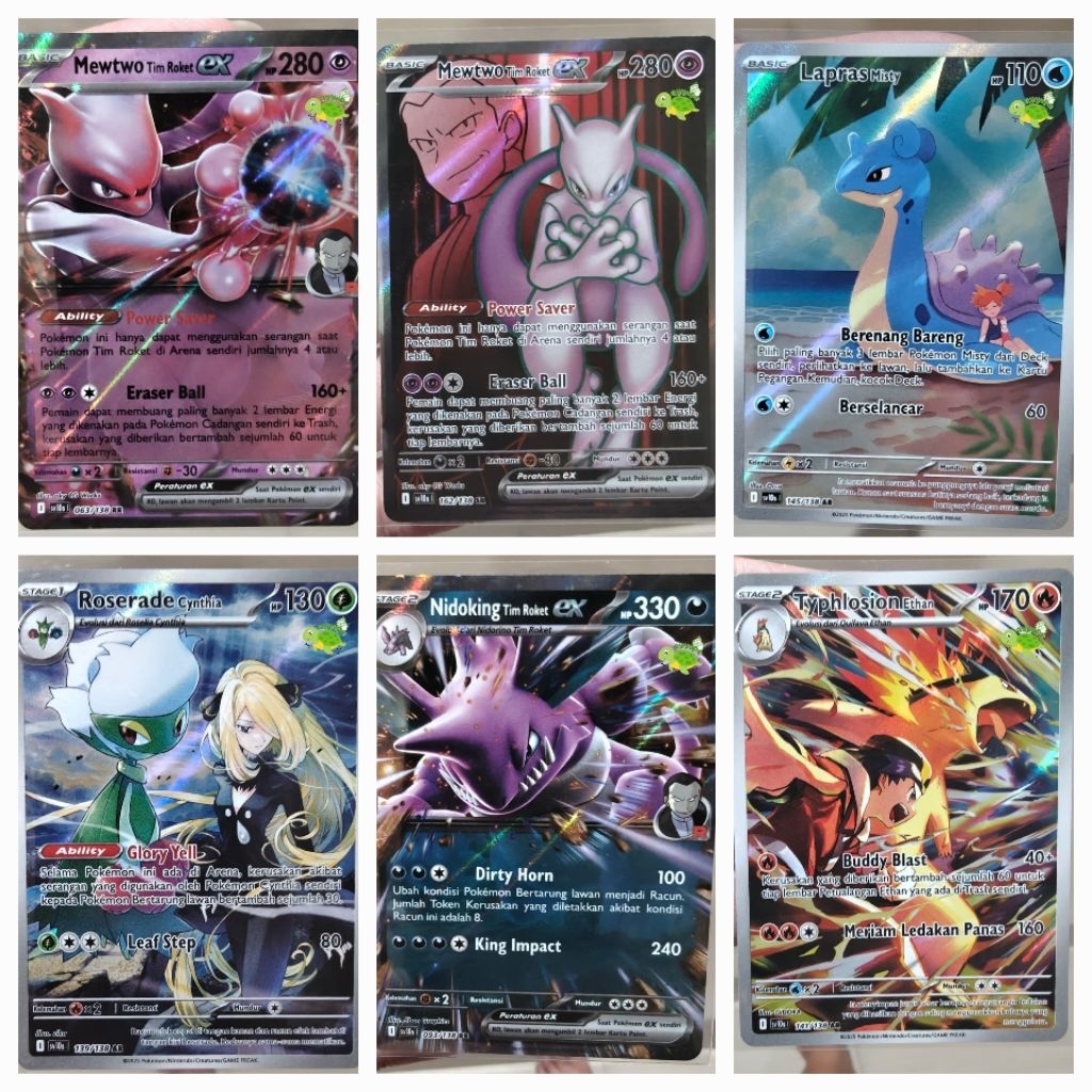 TCG KARTU POKEMON PACK KEHADIRAN JUARA ORI MEWTWO SR RR LAPRAS TYPHLOSION NIDOKING EX