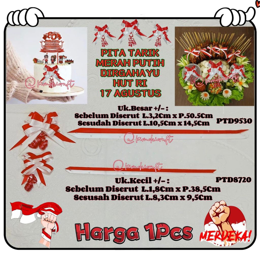 

(1PCS) PITA TARIK MERAH PUTIH 17 AGUSTUS / PITA SERUT DIRGAHAYU HUT RI / PITA PARCEL MERAH PUTIH / PITA KADO AKSESORIS PERLENGKAPAN HUT RI / PTD8720
