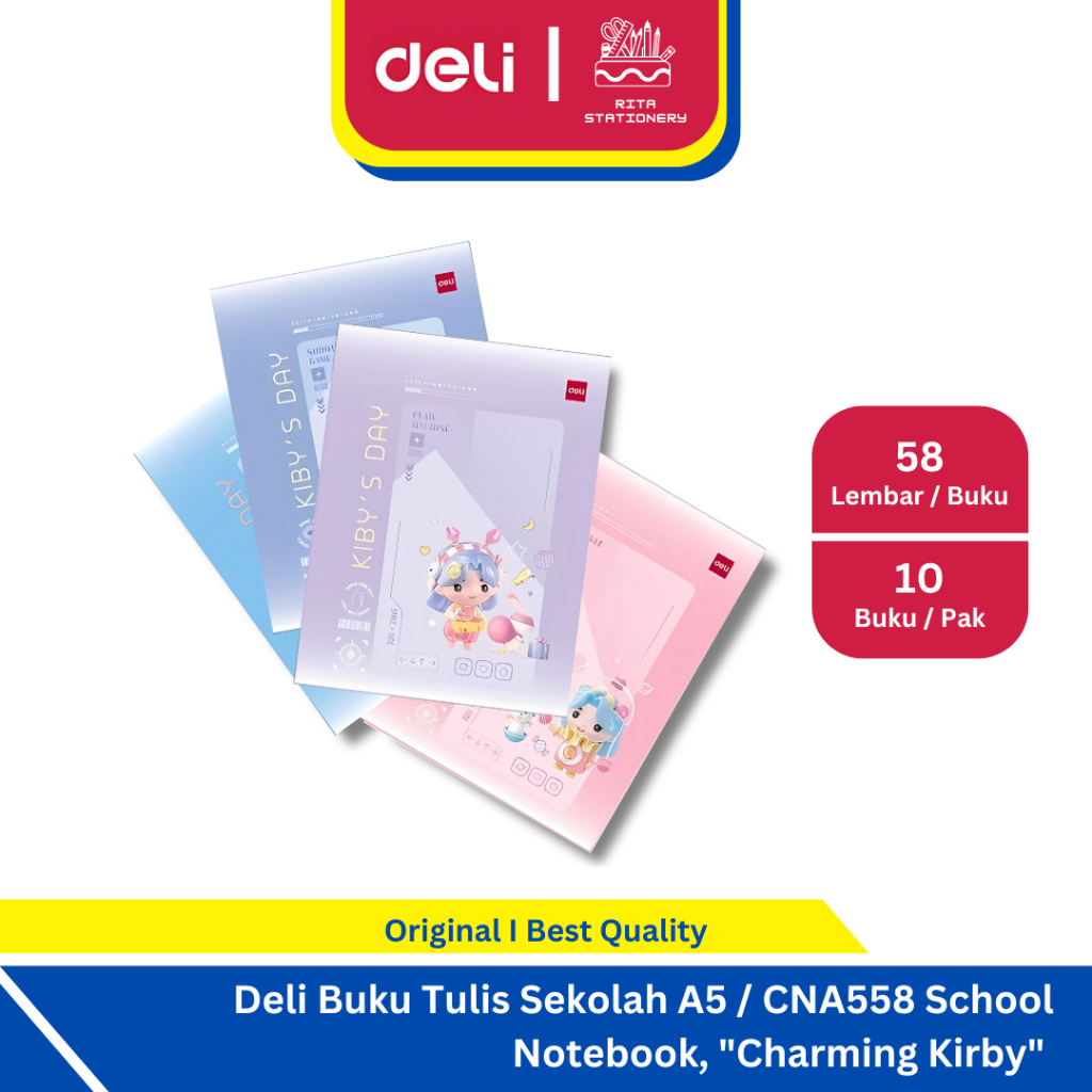 

Deli Buku Tulis Sekolah 58 Lembar Ukuran Kuarto A5 sewing / CNA558 School Notebook, "Charming Kirby" Murah Berkualitas Perempuan - 1 Pack isi 10 buku