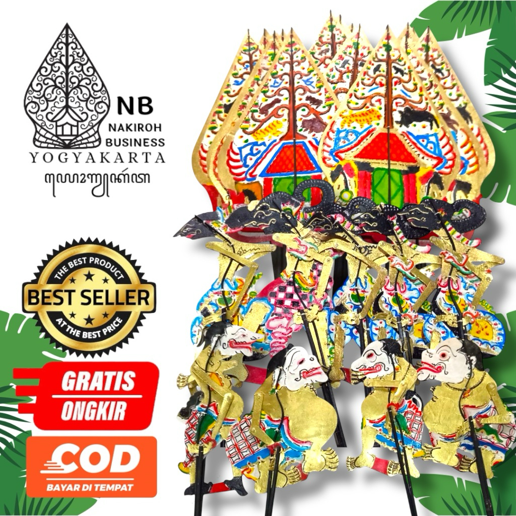 NAKIROHBUSINESS wayang kulit isi 10 sepaket pandawa punokawan gunungan