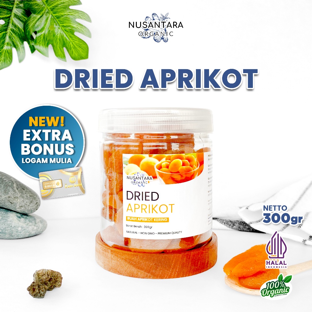 

Nusantara Organic Aprikot Kering Cemilan Sehat Dried Fruit Organik Buah Asli Tanpa Tambahan 300g