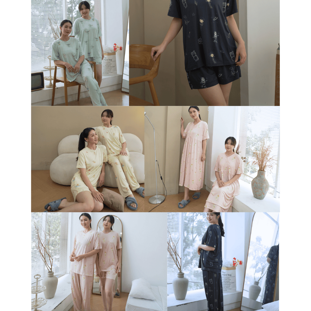 Goodnitegwen -  LILO CAPY TINKER TOYS TENCEL™ modal piyama wanita dewasa perempuan