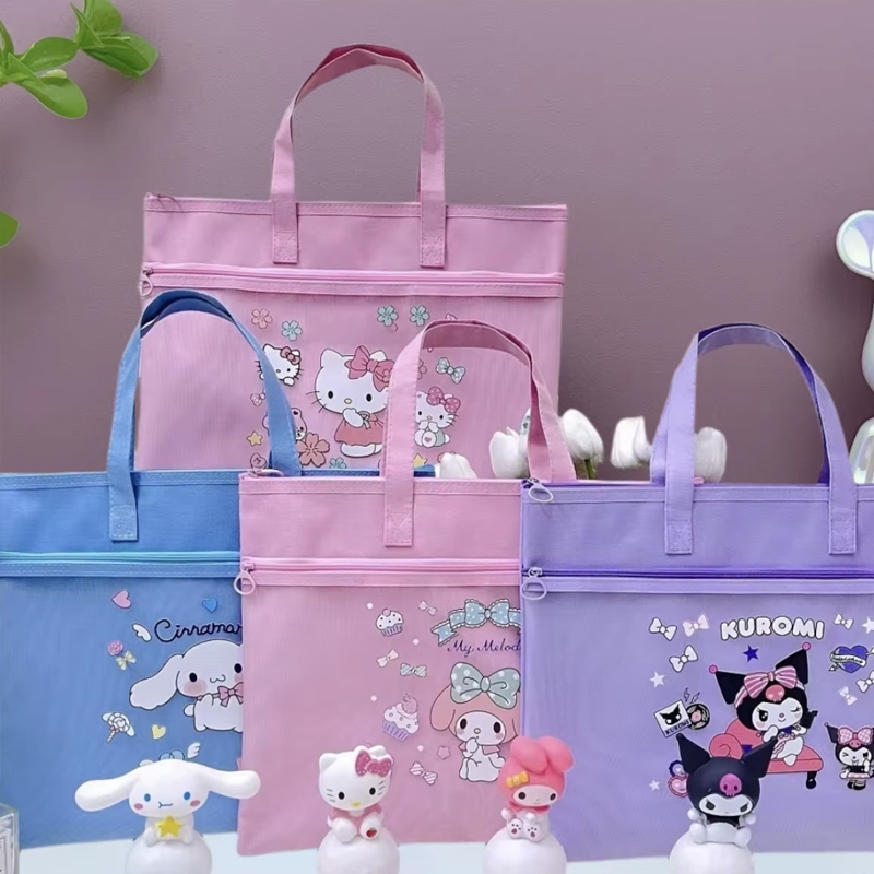 

SP Tas Folder Map Kain mix Jaring Zipper motif Cinnamoroll, Hello, Kuromi dan Melody
