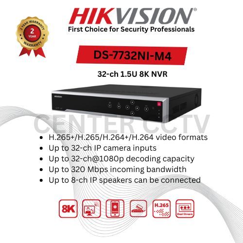 DS-7732NI-M4 Hikvision NVR IP Camera 32MP CCTV 32CH 8K NVR