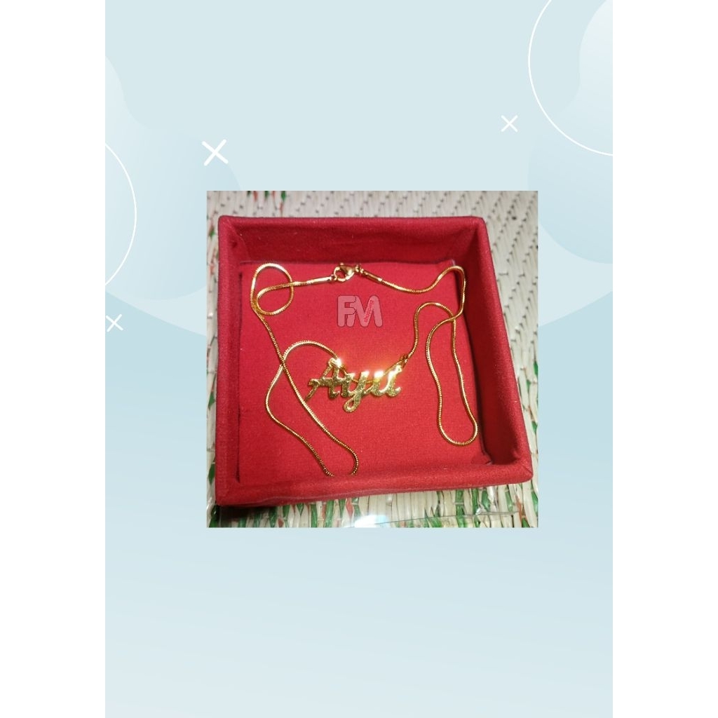 Kalung Nama Kuning Sepuh Emas dan Putih Silver Cewek Cowok Perempuan Laki-laki Wanita Pria Anak