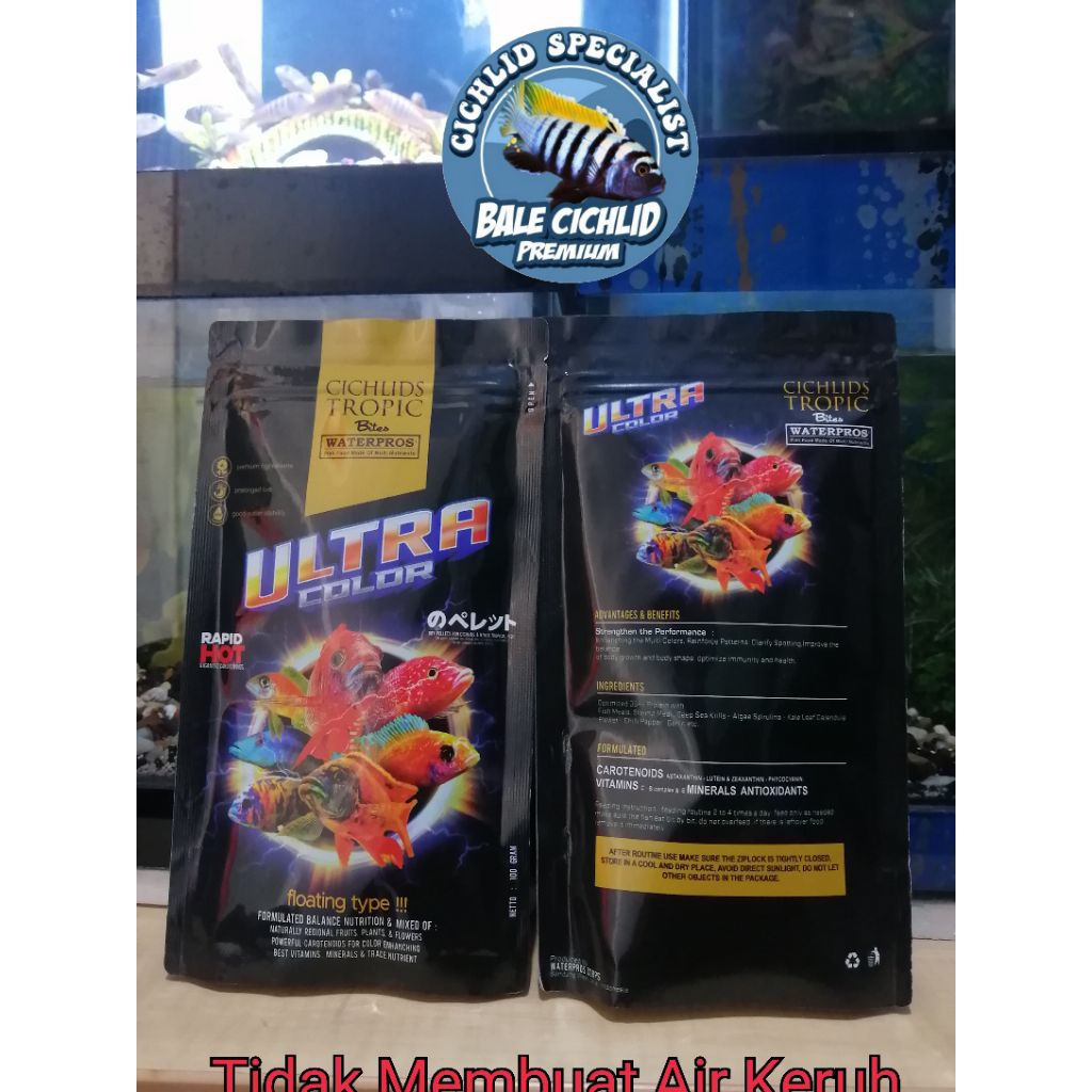Pelet Ikan Hias Waterpros Ultra (Membuat African Cichlid Cepet Warna)