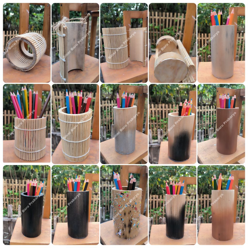 

Tempat Pensil/ Pulpen dari Bambu Vas/Pot Bunga Hiasan Meja Ruangan