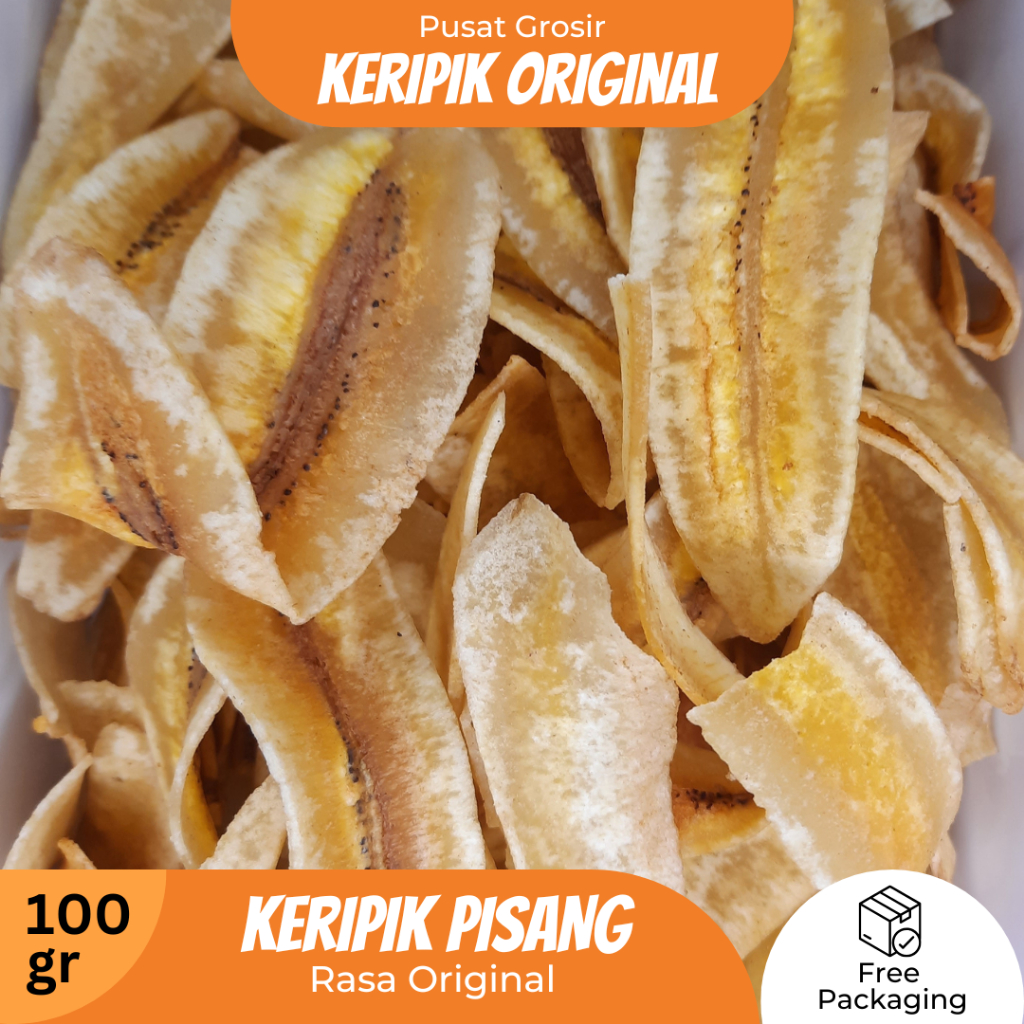 

Cemilan/Snack - Keripik Pisang Rasa Original Panjang Tipis - Free Packaging Kardus