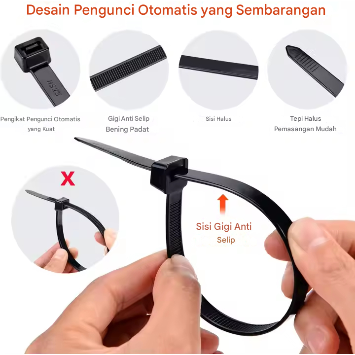 

Nylon Cable Tie 3x100mm isi 1000 pcs / Kabel ties Pengikat kabel / Tali pengikat kabel / Cable tie serbaguna / Tali pengikat plastik kuat