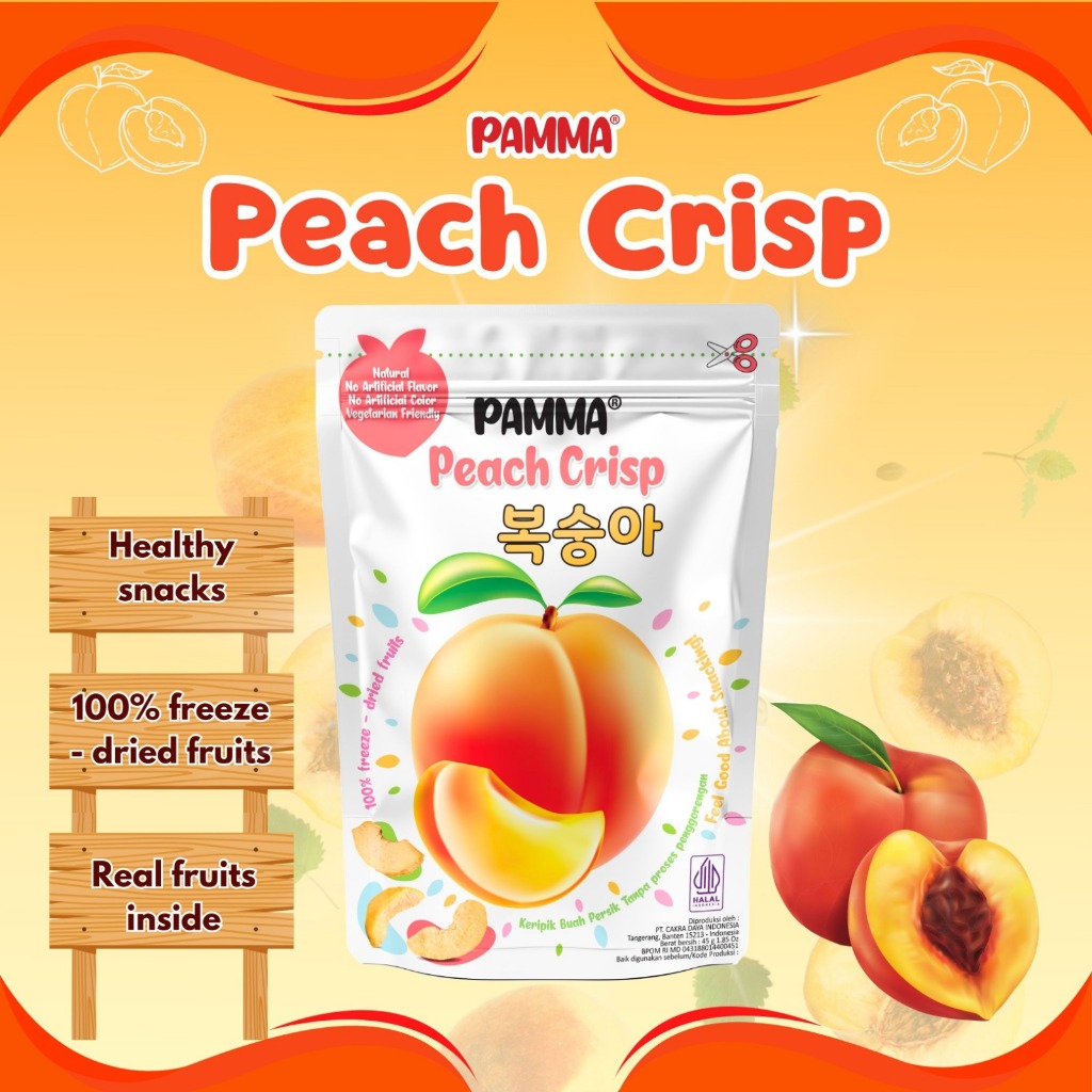 

【NEW】PAMMA Freeze-Dried Peach Crisp, Keripik Buah Persik Sehat Bergizi Rendah Kalori