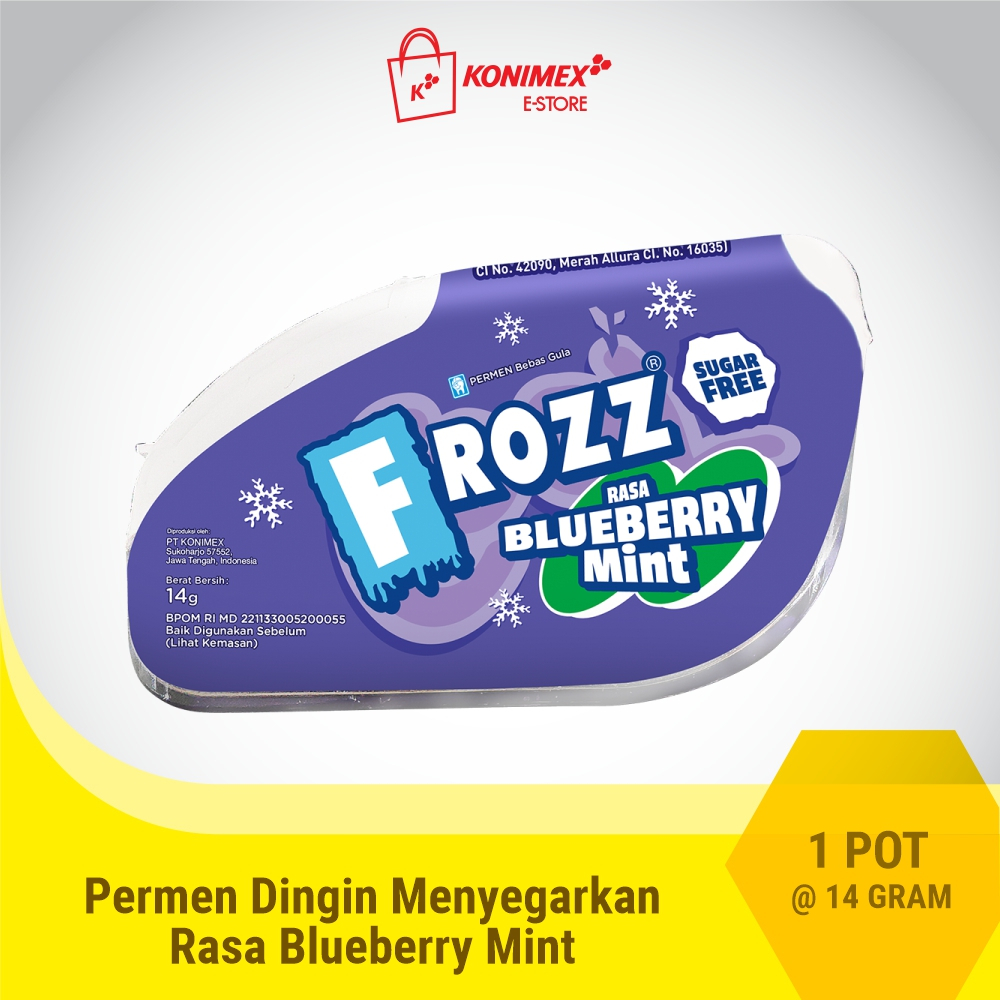 

FROZZ Blueberry Mint permen bebas gula, rendah kalori & dingin menyegarkan