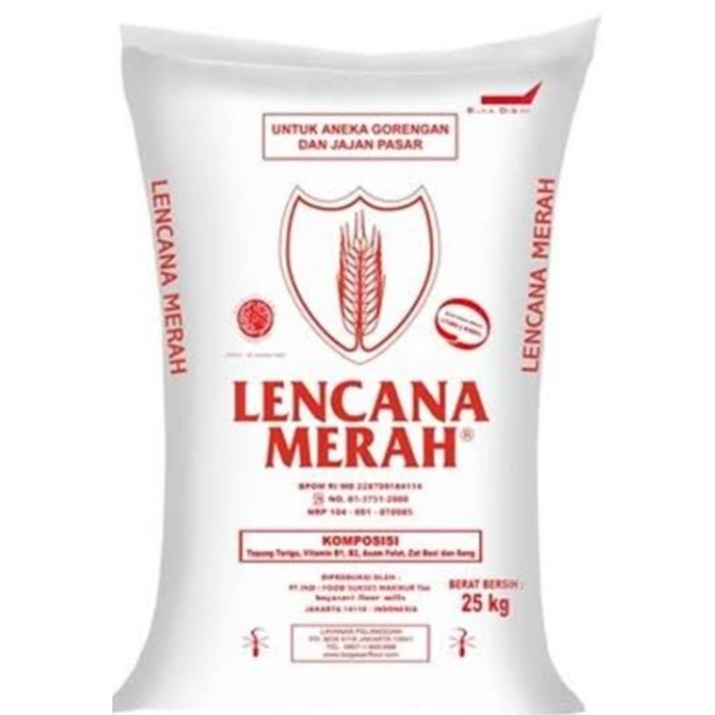 

Tepung Terigu Serbaguna Bogasari Lencana Merah 1 kg