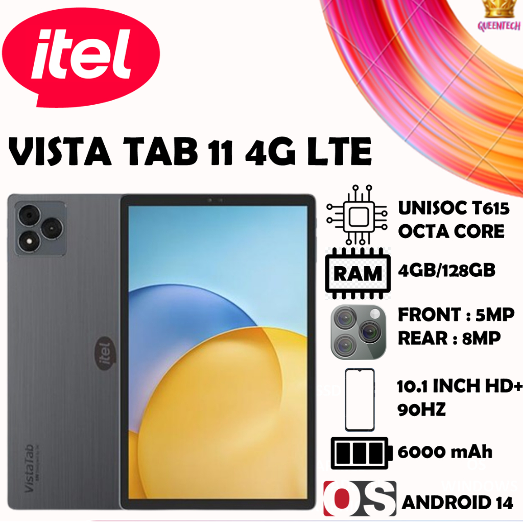 Tablet Android Itel VistaTab 11 4G LTE Free Case Flip Cover [4GB/128GB] [BNIB] [GARANSI RESMI]