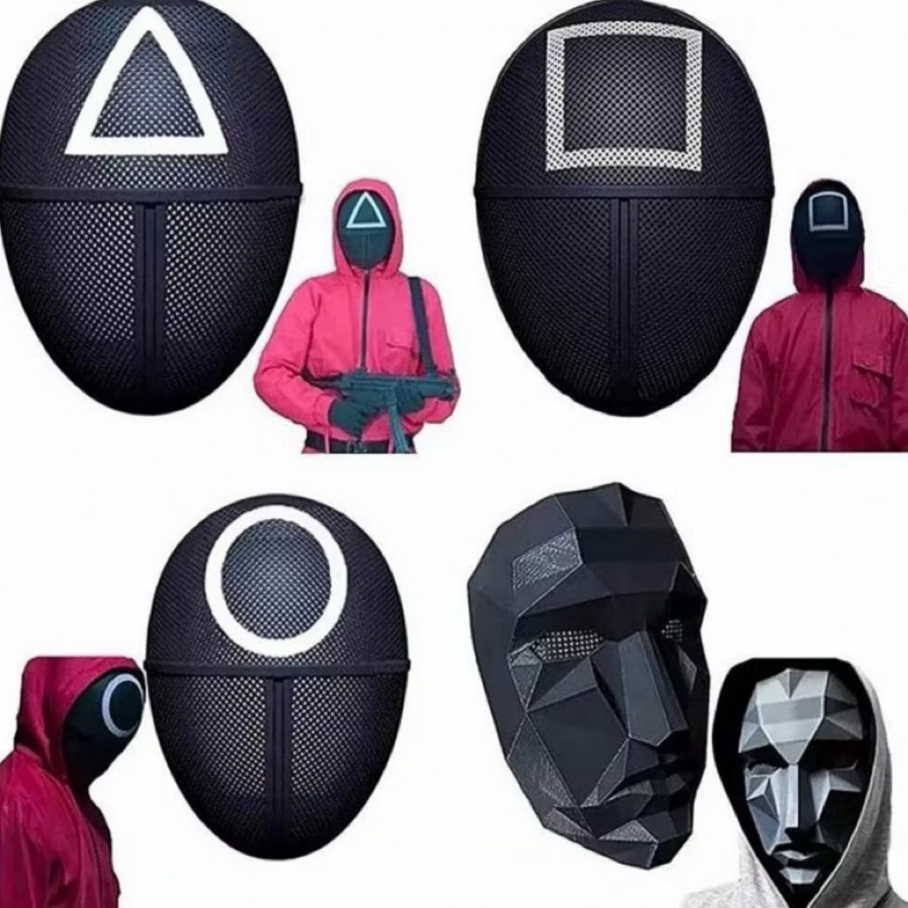 Topeng squid game boss/kotak/circle/segitiga