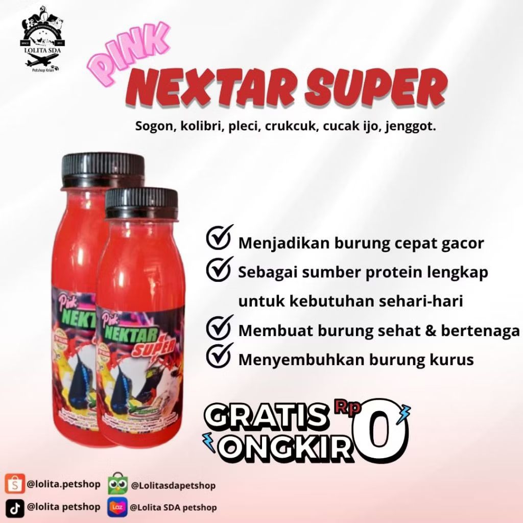 pink nextar super / nektar untuk burung