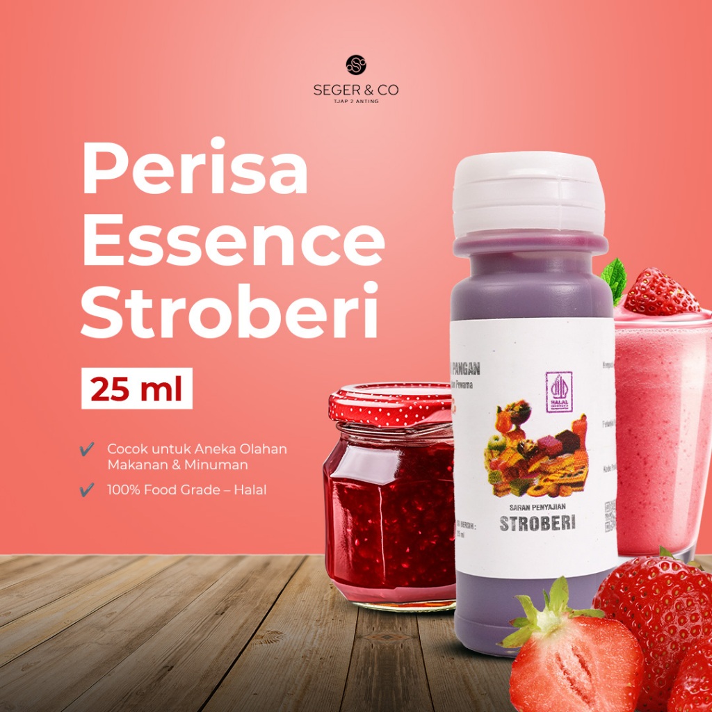 

Seger & Co Stroberi Essence Pasta Perisa Makanan 25ml | Bahan Tambahan Pangan Makanan & Minuman Halal Food Grade