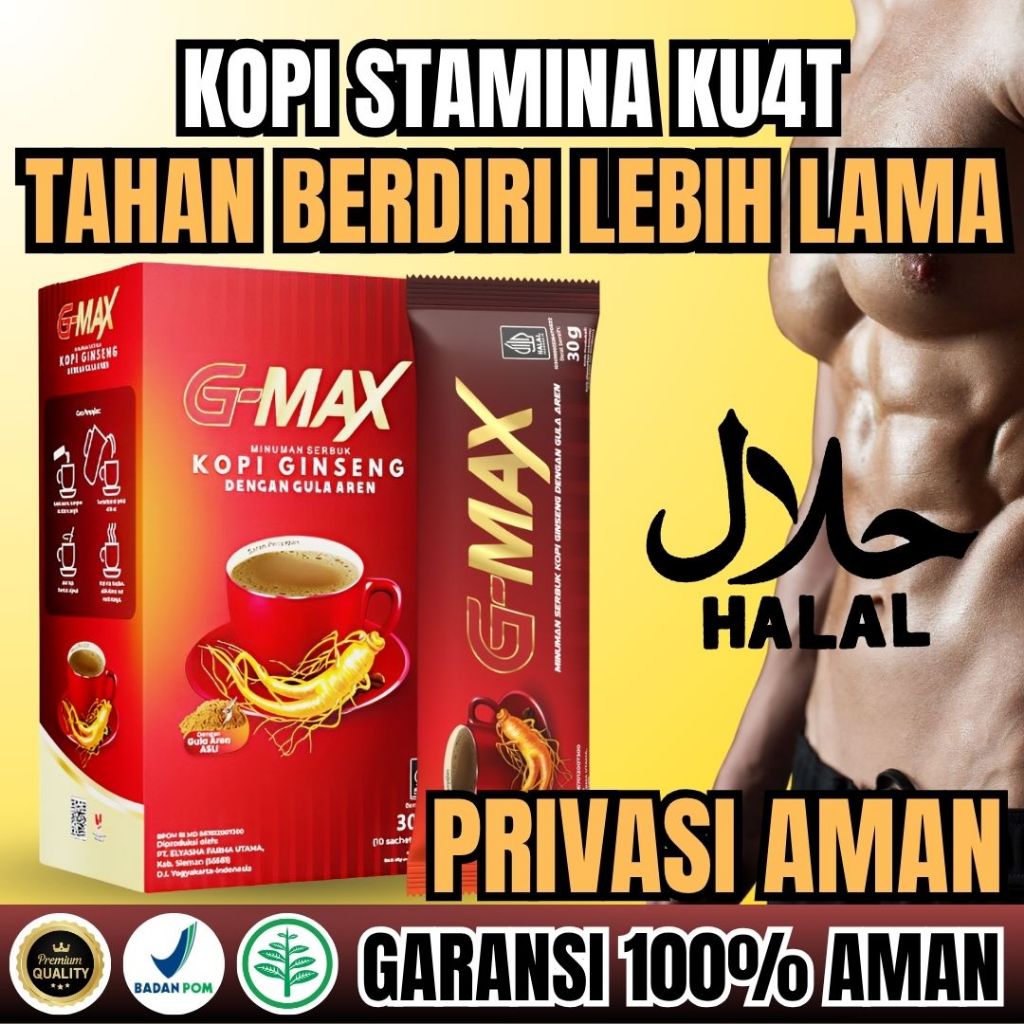 

Kopi Gmax Minuman Stamina Energi Tahan Lama 1 box Isi 10 sachet Original