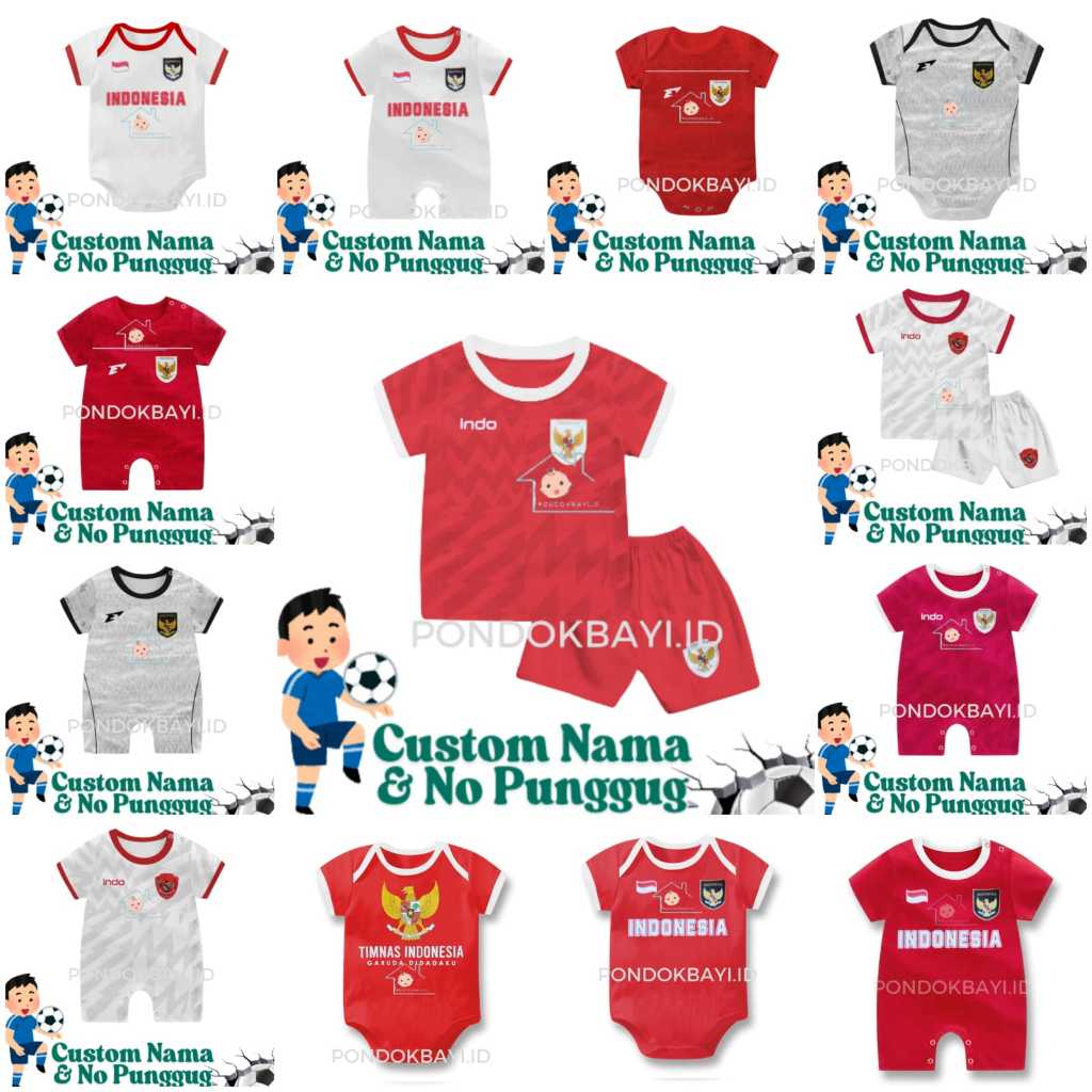 Jumper timnas Bayi Bola Indonesia / Baju Bola Bayi Indonesia / Indonesia RSPO Baby Jumper
