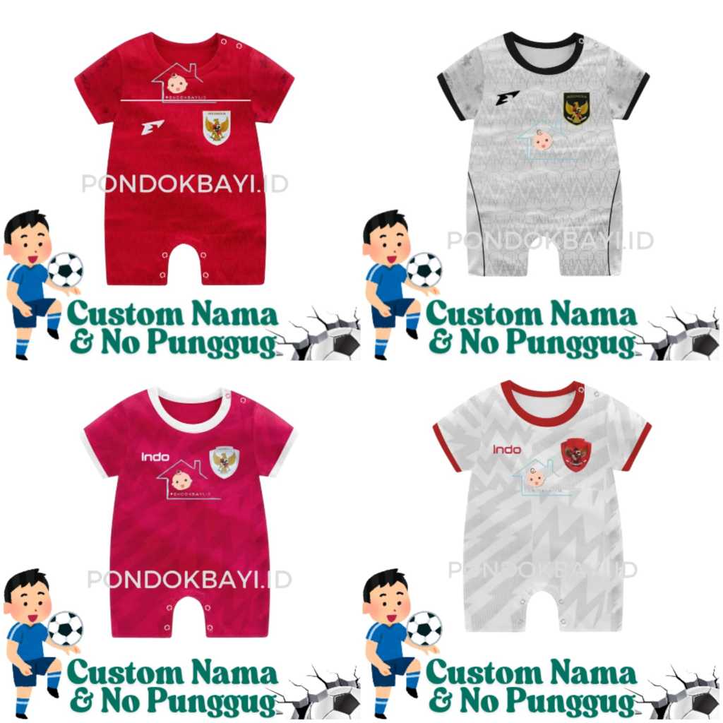 ROMPER BOLA BAYI LIGA INDONESIA / ROMPER BOLA JERSEY BABY NEWBORD -12 BULAN LAKI LAKI PEREMPUAN