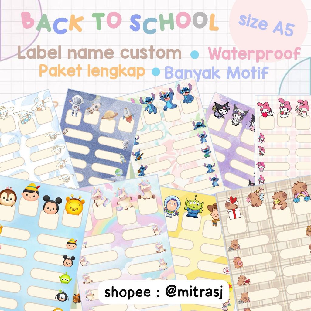 

CUSTOM LABEL NAMA WATERPROOF PREMIUM (BISA ECER 1 LEMBAR) / label nama anak murah / label sticker nama anti air