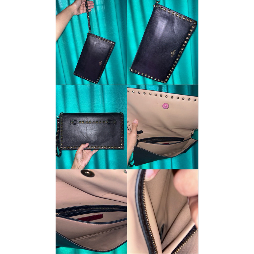 valentino garavani rockstud leather clutch preloved